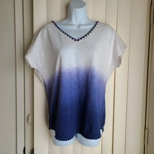 Sonoma White & Blue Ombre Top, Women's Size PL (Petite L)